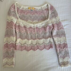 Urban Outfitters Pink and Cream Knit Sweater